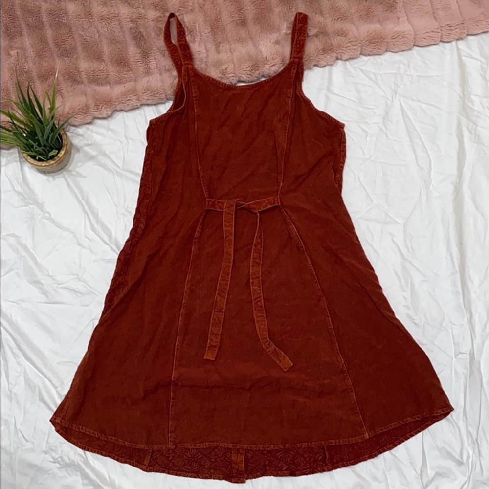 Rust Color button Down Dress, Free Size - Picture 3 of 4